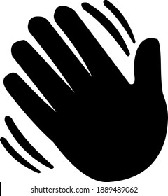 Vector emoticon illustration of the silhouette of a hand waving