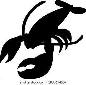 Vector emoticon illustration of the silhouette of a sea lobster