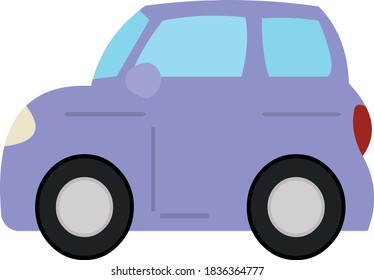 Vector emoticon illustration of a simple violet car