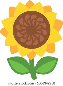 Vector emoticon illustration of a sunflower flower