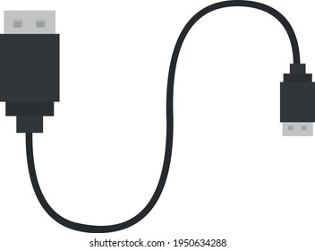 Vector emoticon illustration of a usb cable