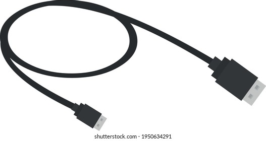 Vector emoticon illustration of a usb cable