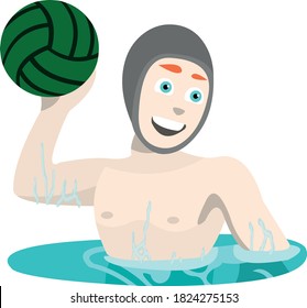 Vector emoticon illustration of a water polo player