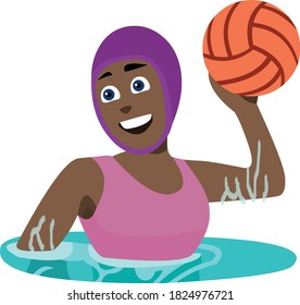 Vector emoticon illustration of a water polo player