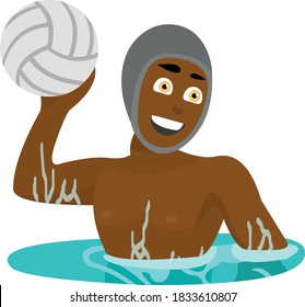 Vector emoticon illustration of a water polo player