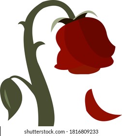 Vector emoticon illustration of a withered rose