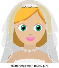 Vector emoticon illustration of a woman in a wedding dress