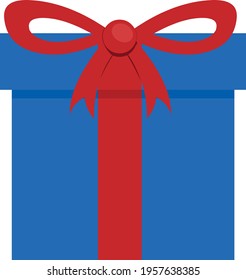 Vector emoticon illustration of a wrapped gift
