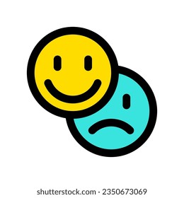 Vector emoticon reaction icon. Black, white background. Perfect for app and web interfaces, infographics, presentations, marketing, etc.