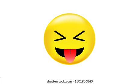 Vector emoticon with stuck out tongue and winking eyes 