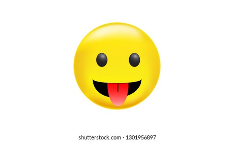 Vector emoticon with stuck out tongue and winking eyes 