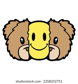 Emoticon vectorial en la ilustración de la moda de calle del oso de Teddy