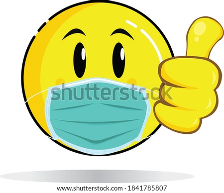 Vector emoticon wearing face mask