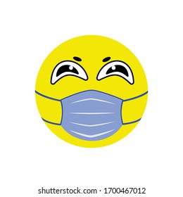 Vector emoticon wearing a mask.