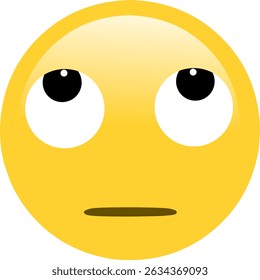 Vector emoticon of a yellow face with eyes looking upwards