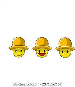 vector emoticon with a yellow hat