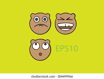 Vector emoticons brown bears.