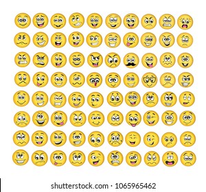 vector emoticons emoji set. cartoon face expression