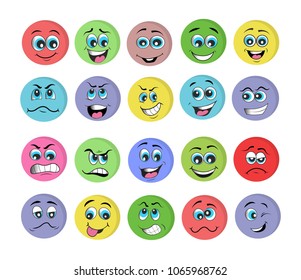 vector emoticons emoji set. cartoon face expression