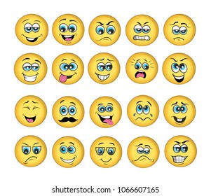 Vector Emoticons Emoji Set Cartoon Face Stock Vector (Royalty Free ...