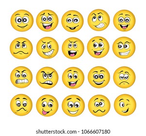 vector emoticons emoji set. cartoon face expression