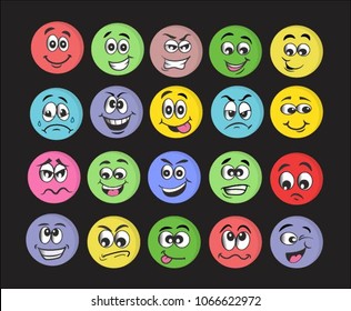 vector emoticons emoji set. cartoon face expression