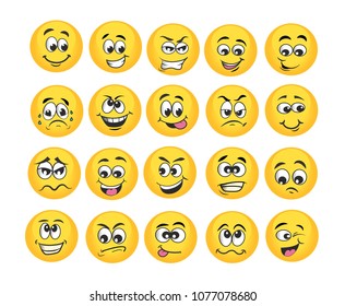 vector emoticons emoji set. cartoon face expression