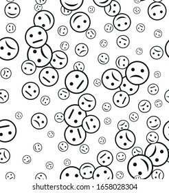 Vector emoticons seamless pattern. Pattern for parties, gifts, congratulations.