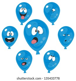 Vector. Emotion blue balloon set 003