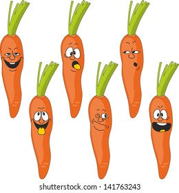 Vector. Emotion cartoon carrot vegetables set 017