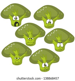 Vector. Emotion cartoon green spinach vegetables set 008