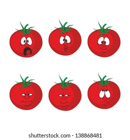 Vector. Emotion cartoon red tomato vegetables set 007