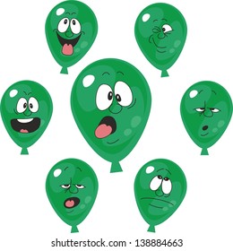 Vector. Emotion green balloon set 006