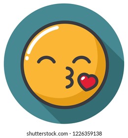 Vector emotion icon blowing kiss smile. Illustration in flat style. svg