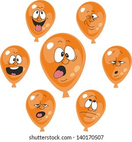 Vector. Emotion orange balloon set 007