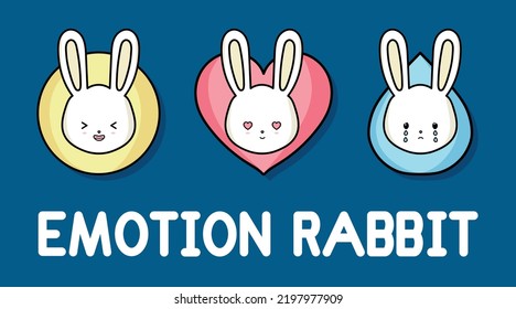 Vector Emotion Rabbit Laugh Love Cry 
