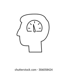 Vector emotion regulation skills icon of speedometer in brain | modern flat design soft skills linear illustration and infographic black on white background