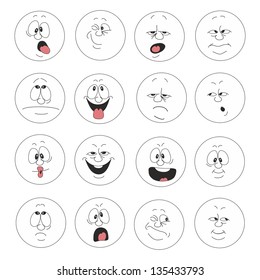 Vector. Emotion smiles set 003