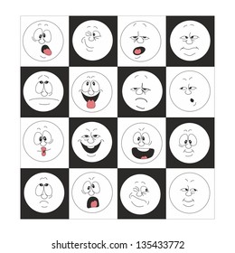 Vector. Emotion smiles set in box 002