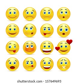 Vector emotional face icons