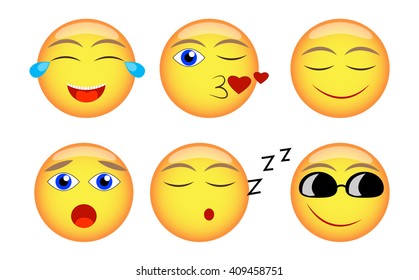 Vector emotional face icons. Smiling Face. 