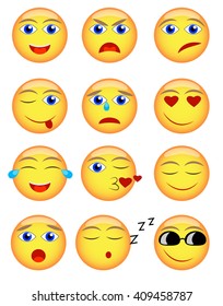 Vector emotional face icons. Smiling Face. 