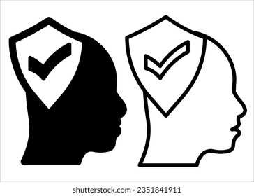 ICONO DE INMUNIDAD EMOCIONAL DE VECTOR EN VERSIÓN DE RELLENO Y STROKE