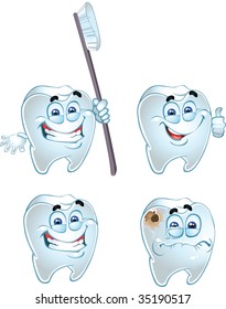 vector emotional teeth isolated on a white background