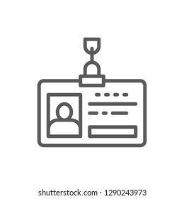Vector employee pass, id card, identity profile line icon. Symbol and sign illustration design. Isolated on white background