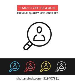 Vector employee search icon. Human resources concepts. Premium quality graphic design. Signs, outline symbols collection, simple thin line icons set for websites, web design, mobile app, infographics