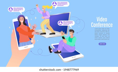 charla de empleados vectoriales en videollamadas en laptop con colegas diversos. videoconferencia en casa de una mujer que tiene videollamadas con clientes en casa.