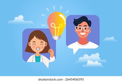 vector employee talk on video call on laptop with diverse colleagues. video conferencing at home woman having video call meeting with clients at home. modern vector ,illustration and flat design.