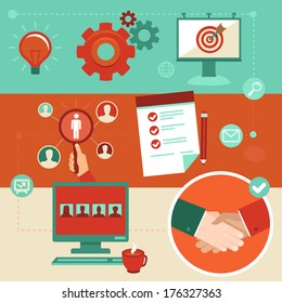 Vector employment infographics elements in flat style - human resources and hiring