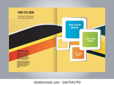 Vector empty bi-fold brochure print template blue design